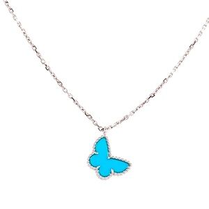 Most desired Van Cleef & Arpels Sweet Alhambra blue Butterfly Pendant Necklace